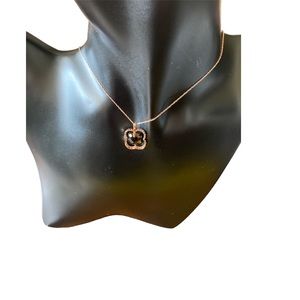10K Rose Gold necklace/ Pendant Quartz /diamond around